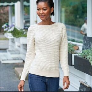 L.L. Bean Cream Women's Crew Neck Sweater size PL